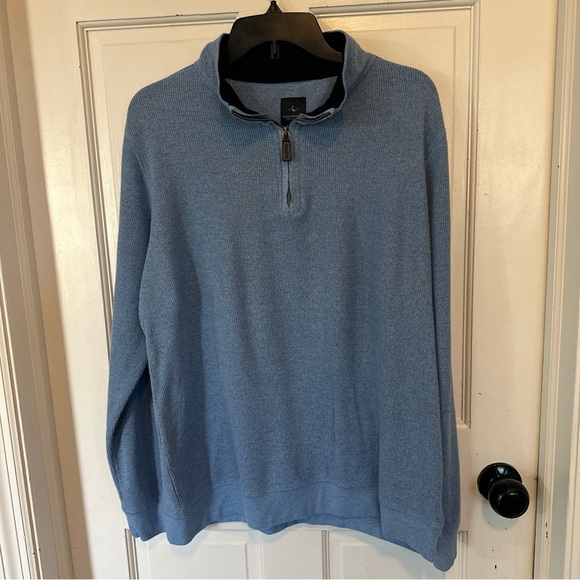 TailorByrd French Rib Quarter Zip Sweater  BLUE Size Large - Picture 2 of 11